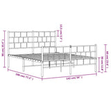 Metal Bed Frame without Mattress with Footboard White 135x190cm 355725