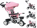 Metal Frame 6 in 1 Baby Push Tricycle with Parent Handle for 1-5 Years Old, Pink T3398P378960