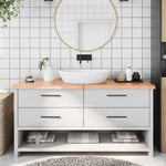 Bathroom Countertop Light Brown 160x60xcm Treated Solid Wood 3156159