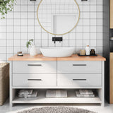 Bathroom Countertop Light Brown 160x60xcm Treated Solid Wood 3156159