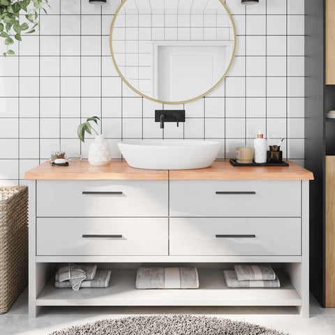 Bathroom Countertop Light Brown 160x60xcm Treated Solid Wood 3156159