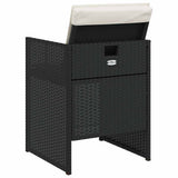 5 Piece Garden Dining Set with Cushions Black Poly Rattan 365080