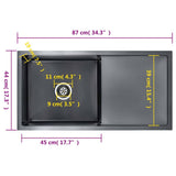 Handmade Kitchen Sink Black Stainless Steel 145086
