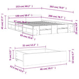 Bed Frame with Drawers without Mattress Sonoma Oak 150x200 cm King Size 3280743