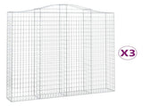 Arched Gabion Baskets 3 pcs 200x30x200/220 cm Galvanised Iron 3145536