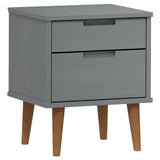 Bedside Cabinet MOLDE Grey 40x35x48 cm Solid Wood Pine 350497