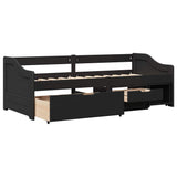 Day Bed with 3 Drawers without Mattress IRUN Black 90x200 cm 3314684
