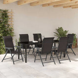 Garden Dining Set 7 pcs Black Coffee Powder-Coated Steel 3379273