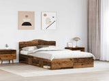 Bed Frame with Headboard Old Wood 135 x 190 cm Solid Pine Wood 3412914