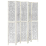 Room Divider 5 Panels White Solid Wood Paulownia 358680