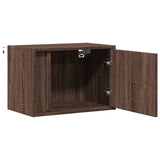 ZNTS Wall-mounted Bedside Cabinets with LED Lights 2 pcs Brown Oak 852102