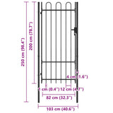 Fence Gate "BOXTEL" Single Door with Arched Top Steel 1x2 m Black 145744