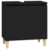 ZNTS 3 Piece Bathroom Furniture Set Black Engineered Wood 3185582