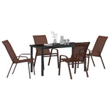 Garden Dining Set 5 pcs Brown and Black Powder-coated Steel 3379130