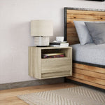 ZNTS Wall-mounted Bedside Cabinet with LED Lights Sonoma Oak 852065