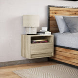 ZNTS Wall-mounted Bedside Cabinet with LED Lights Sonoma Oak 852065