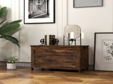 Storage Chest, Modern Storage Trunk with 2 Safety Hinges and Cut-out Handles, Wooden Toy Box for T3398P342476