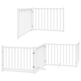 Dog Gate with Door Foldable 8 Panels White 640 cm Poplar Wood 3155730