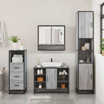 ZNTS 3 Piece Bathroom Furniture Set Grey Sonoma Engineered Wood 3301123