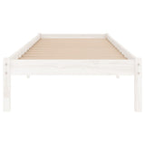 Bed Frame without Mattress White Solid Wood Single 809983