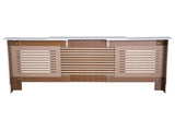 MDF Extendable Radiator Cover Cabinet Shelving Home Office Slatted Design White 139-208.5L x 20.5W x T3398P343152