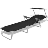 Sunlounger Black Powder-coated steel Medium Foldable 42932