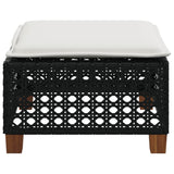 Garden Stool with Cushion Black 63.5x56x32 cm Poly Rattan 365932