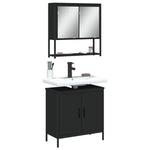 ZNTS 2 Piece Bathroom Furniture Set Black Engineered Wood 3214660