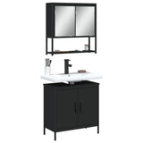 ZNTS 2 Piece Bathroom Furniture Set Black Engineered Wood 3214660