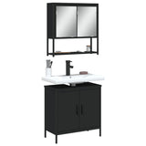 2 Piece Bathroom Furniture Set Black Engineered Wood 3214660