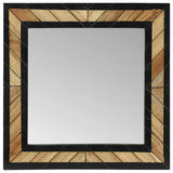 Wall Mirror Black and Brown 50 x 2 x 50 cm Solid Acacia Wood 374116