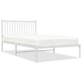 Metal Bed Frame without Mattress with Headboard White 107x203cm 350927