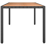 Garden Table with Wooden Top Black Poly Rattan&Solid Wood Acacia 319554