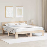 Bed Frame with Headboard Brown 200 x 200 cm Solid Pine Wood 3382289