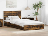 Storage Bed with Drawer Smoked Oak 90 x 200 cm Engineered Wood 3408505