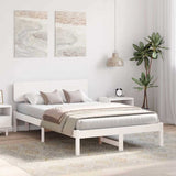 Bed Frame with Headboard White 120 x 190 cm Solid Pine Wood 872117