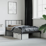 Metal Bed Frame without Mattress with Headboard Black 100x200cm 352475