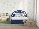Toddler Bed Frame with Headboard Police Blue 70 x 140 cm Velvet 42010900