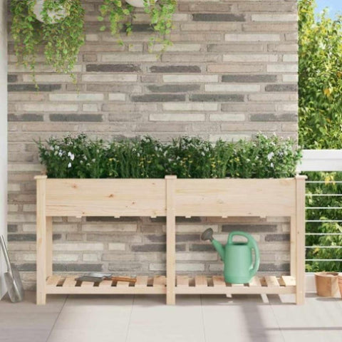 Garden Planter Beige 161 x 43 x 76.5 cm Solid fir wood 42006568
