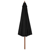 Garden Parasol Black Polyester, Laminated Bamboo, Hardwood Large 47218