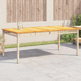 Garden Table Beige 180x90x75 cm Poly Rattan Acacia Wood 366281