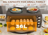 36L Small Oven with 2 Hot Plates, Countertop Toaster Oven, Grill, Roast, Bake, Boil, with Timer, T3398P344216