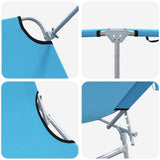Sun Lounger Folding 2 pcs Bright Blue 58 x 188 x 77cm Polyester 42003065