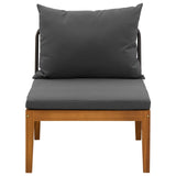 Garden Middle Sofa with Cushions Solid Acacia Wood & Rope 42022070