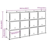 Storage Cube Organiser with 12 Cubes and Doors Black PP 4019578