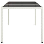 Garden Table 150x90x75 cm Tempered Glass and Poly Rattan White 316709