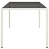 Garden Table 150x90x75 cm Tempered Glass and Poly Rattan White 316709