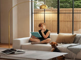 180cm Arc Floor Lamp for Living Room, Modern Adjustable Standing Lamp with Foot Switch, Faux Black T3398P344471