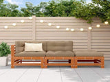 Sectional Sofa Units 3 Piece Wax Brown Solid Pine Wood 865571