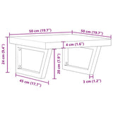Basin Shelf Wall Mounted Steel and Solid Wood Beech 3302431